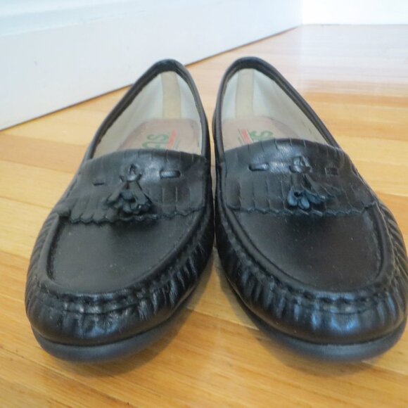Women's Black SAS Penny Loafers Wedges Slip On Shoes Size 10 M EUC - Picture 1 of 10